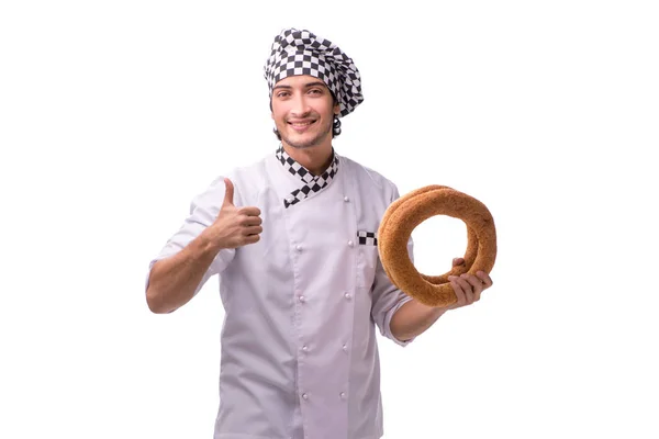 Young male baker isolated on white — Stock Photo, Image