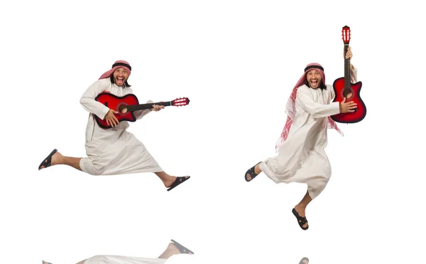 Homem árabe jogando isolado no branco — Fotografia de Stock