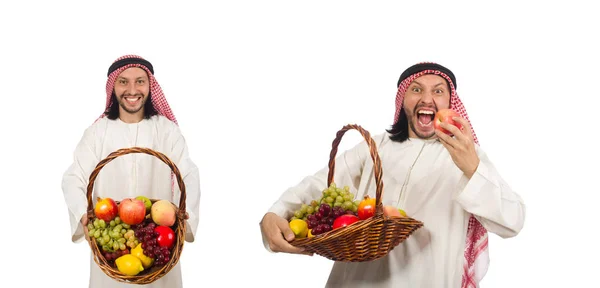 Araber Mit Früchten Isoliert Auf Weiß — Stockfoto