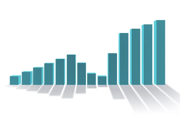 Pruhový graf zobrazující růst - 3d vykreslování — Stock fotografie