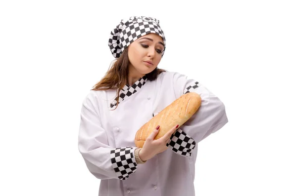 Young female baker isolated on white — Stock Photo, Image