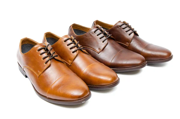 Bruine schoenen geïsoleerd op witte achtergrond Stockfoto