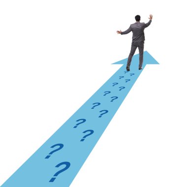 Soru patika üzerinde çekip işadamı