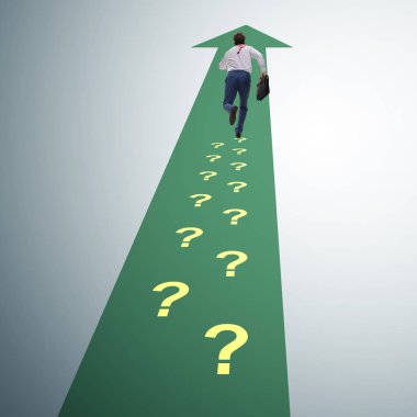 Soru patika üzerinde çekip işadamı