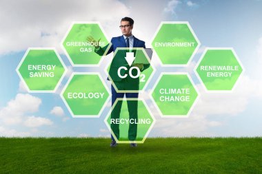 Businessman in ecology and environment concept clipart