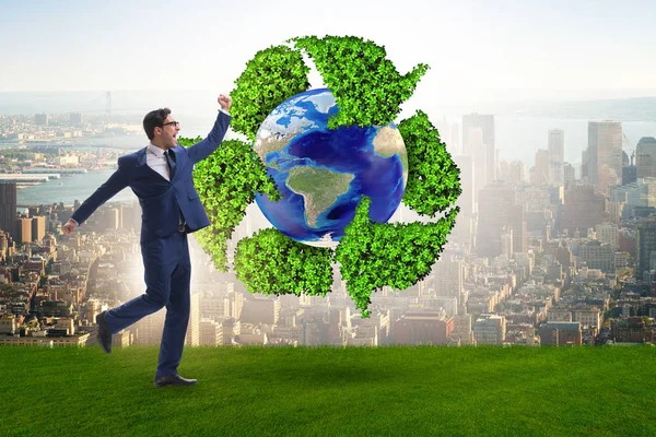 Businessman in recycling ecological concept — Stock Photo, Image