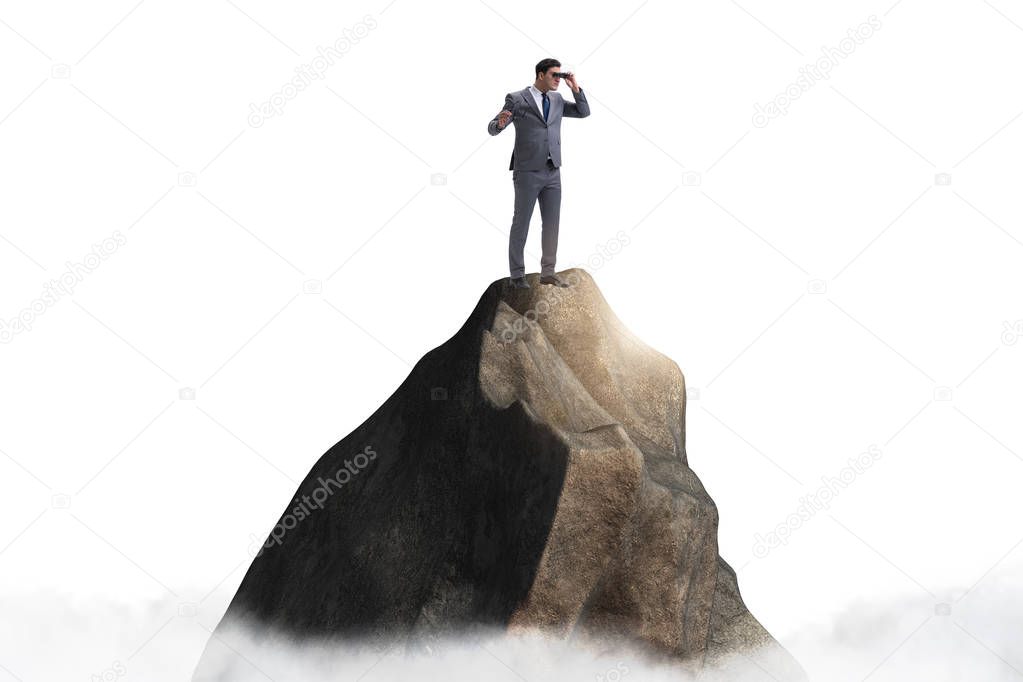 Businessman at the top of mountain 