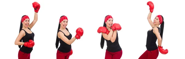 Boxer femme isolé sur le blanc — Photo