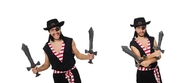 Pirat mężczyzna na białym tle na białym tle — Zdjęcie stockowe