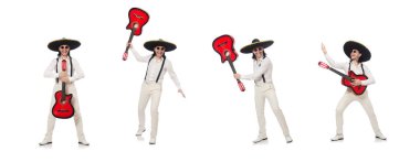 Beyaz izole Meksikalı gitarist