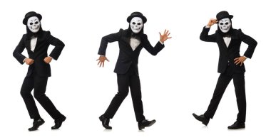 Adam korkutucu maskesi üzerine beyaz izole