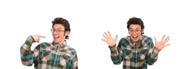 Beyaz tenli genç bir erkek öğrenci.