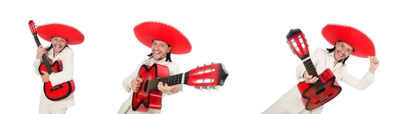 Guitarrista mexicano isolado em branco — Fotografia de Stock