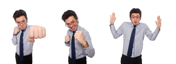 Jeune employé isolé sur blanc — Photo