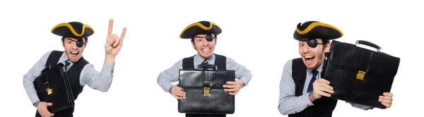 One-Eyed man met tricorn geïsoleerd op wit — Stockfoto