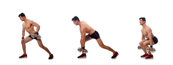 Hombre muscular aislado sobre el fondo blanco — Foto de Stock