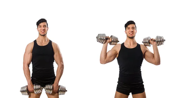 Hombre muscular aislado sobre el fondo blanco — Foto de Stock