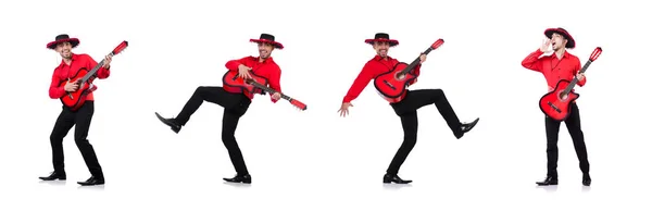 솜브레로를 입고 기타를 치는 남자 — 스톡 사진