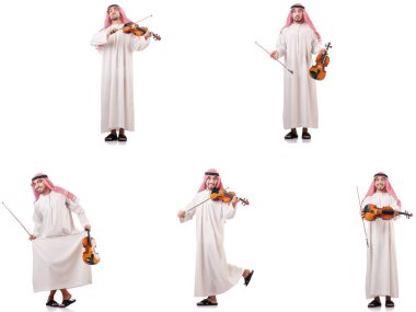 Arap adam beyaz izole keman çalıyor