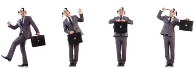 Komik palyaço işadamı ile evrak çantası 