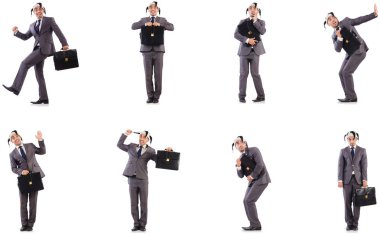 Komik palyaço işadamı ile evrak çantası 