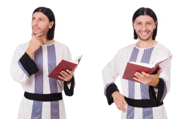 Arap adam beyaz izole Kur'an ile