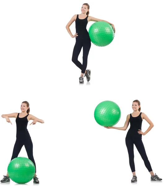 Young woman doing exercises with fitball — Stock Photo, Image