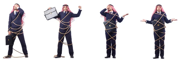 İple bağlı Arap adam — Stok fotoğraf