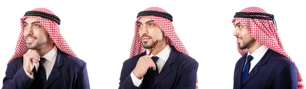 Hombre árabe en traje aislado en blanco —  Fotos de Stock