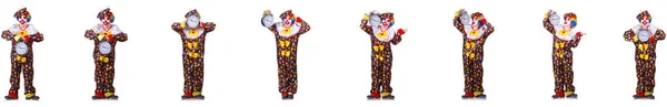 Lustiger Clown mit Wecker — Stockfoto