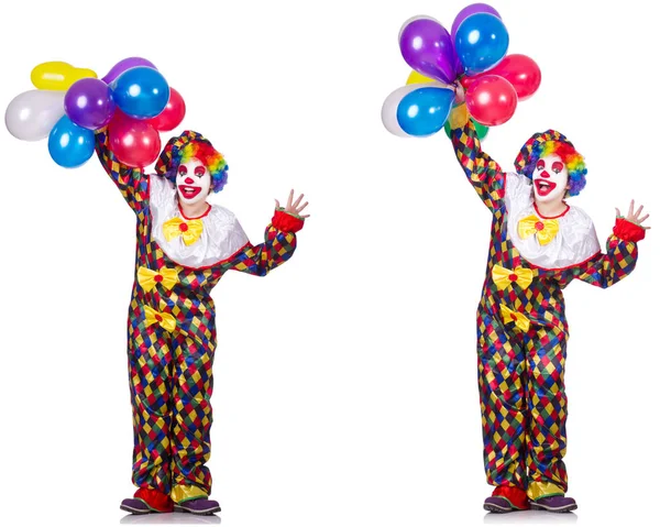 Buffo maschio clown isolato su bianco — Foto Stock