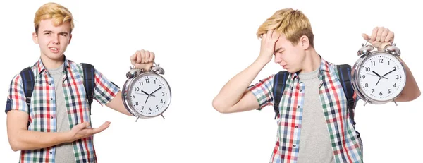 Jongen met alarm-clock in tijd management concept — Stockfoto