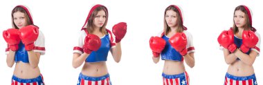 Genç bayan boksör, beyaz tenli. 