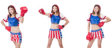 Genç bayan boksör, beyaz tenli. 