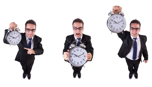 Empresário com despertador no conceito de gerenciamento de tempo — Fotografia de Stock