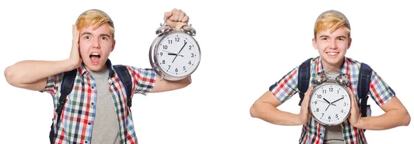 Niño con despertador en concepto de gestión del tiempo —  Fotos de Stock