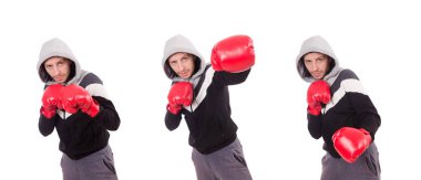 Beyaz tenli komik boksör.