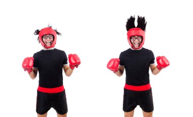 Beyaz tenli komik boksör.