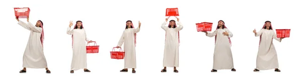白で隔離された買い物をするアラブ人 — ストック写真