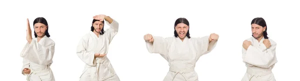 Karate fighter izolowane na białym — Zdjęcie stockowe