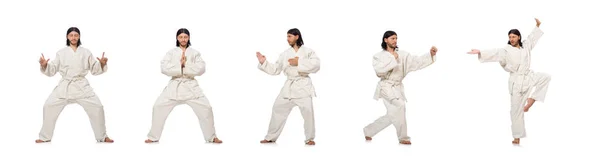 Karate jager geïsoleerd op wit — Stockfoto