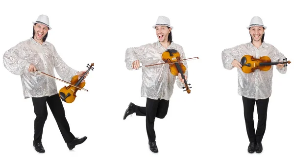 stock image Young man playing violin isolated on white 