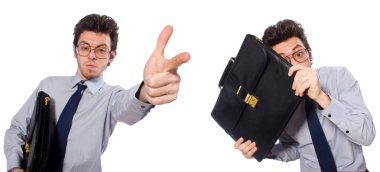 Beyaz genç işadamı ile kolaj