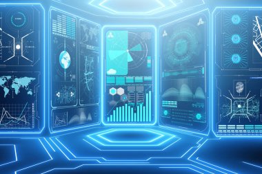 Soyut veri Oda fütüristik tasarımı - 3d render ile