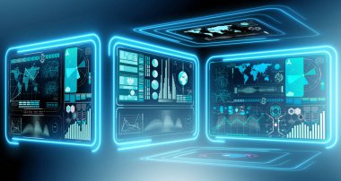 Soyut veri Oda fütüristik tasarımı - 3d render ile