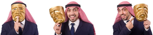 Arab man with mask isolated on white — Stock Photo, Image