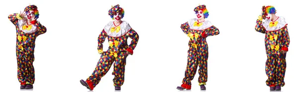 Lustiger männlicher Clown isoliert auf Weiß — Stockfoto