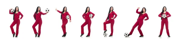 여자 축구 흰색 절연 — 스톡 사진