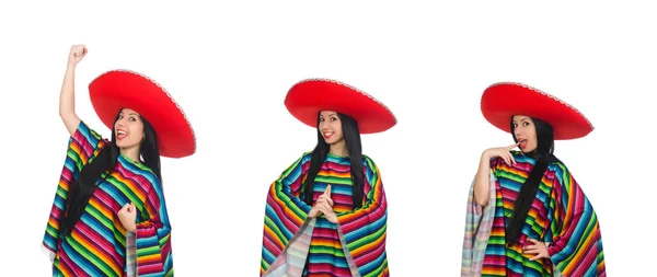 Мексиканські жінка в смішний концепцією на білому — стокове фото