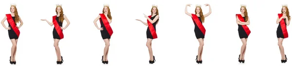 Beaty Queen bei Wettbewerb im schwarzen Kleid — Stockfoto